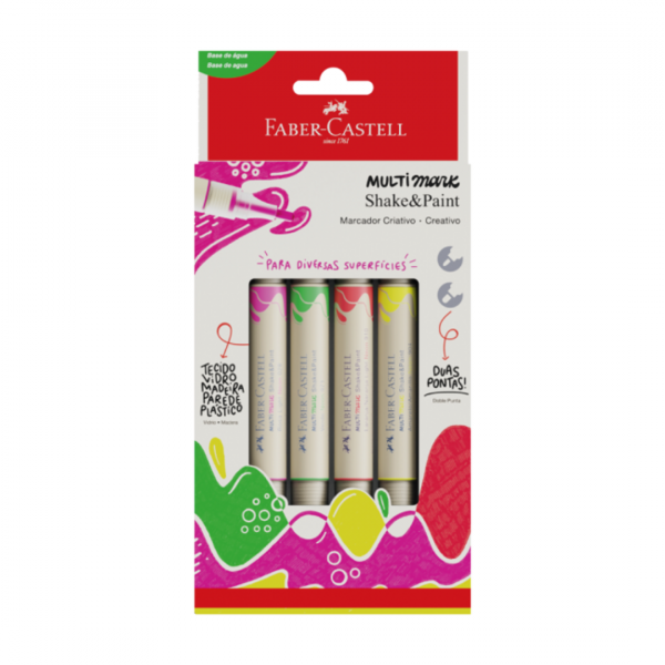 autr1lz8ihlnraqo4ltl.png Marcador Shake&Paint Doble Punta Fluo x4 Faber-Castell