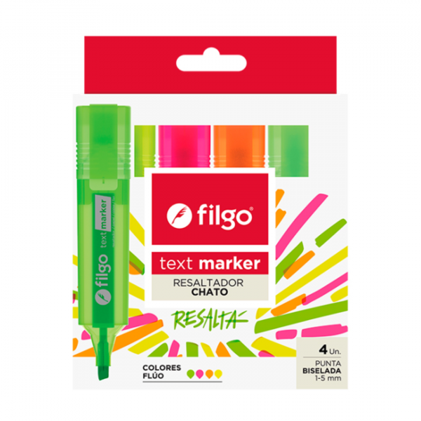 Destacador Fluo Surtido x4 Filgo