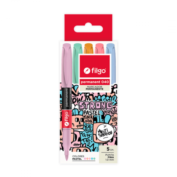 Marcador 040 Permanente Fino Pastel x5 Filgo