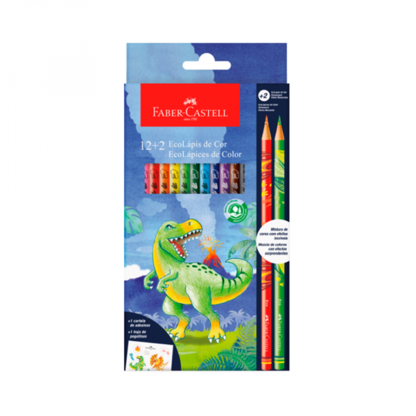 Lapices de Colores Dinosaurios x12 con Kit Faber-Castell