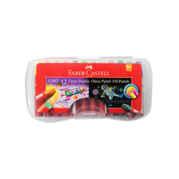 fb24qz4rlbaggksru5p9.png Oleo Pasteles Estuche Neon y Metalico 12 Colores Faber-Castell