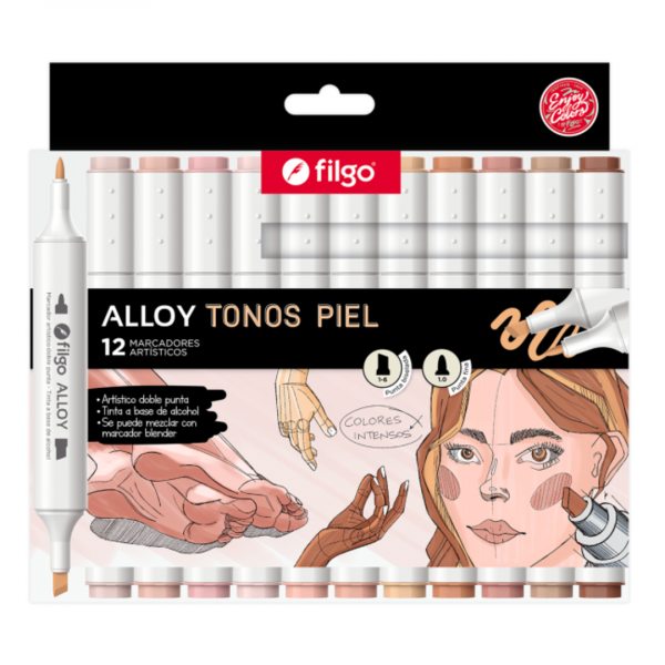 fgnlmjpl09bpysmlaihl.png Marcadores Alloy Tonos Piel x12 Filgo