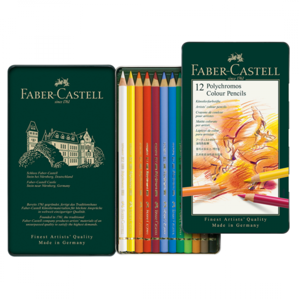 Estuche de Metal con 12 Lápices Polychromos Faber-Castell