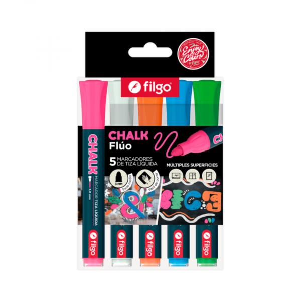 Marcadores CHALK Fluo x5 Filgo
