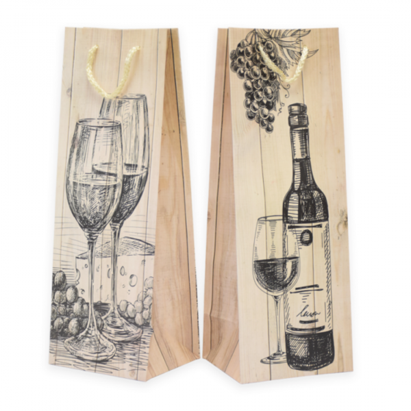 Bolsa de Regalo Para Botella Rustica x12