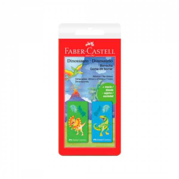 Blister Goma de Borrar Dinosaurios x2 Faber-Castell Faber-Castell