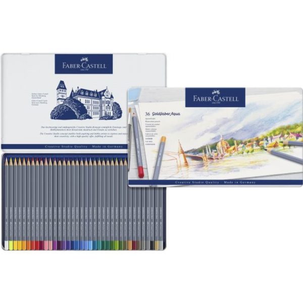 Estuche de Metal con 36 Lápices Acuarelables Goldfaber Aqua Faber-Castell - imagen adicional 1