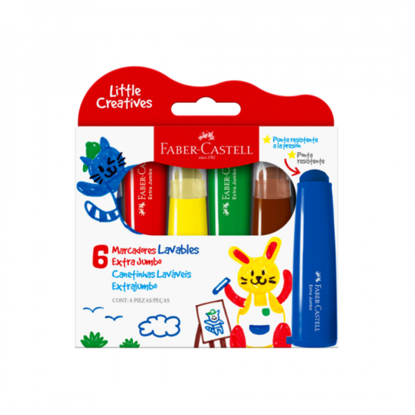 ivjqtwhlswa9gukcjiiv.png Marcadores Lavables Extra Jumbo x6 Faber-Castell