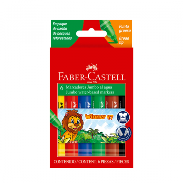 Marcadores Gruesos Jumbo x6 Faber-Castell