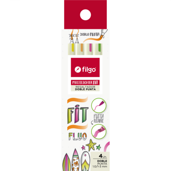 Destacador Multilighter Fit Fluo x4 Filgo
