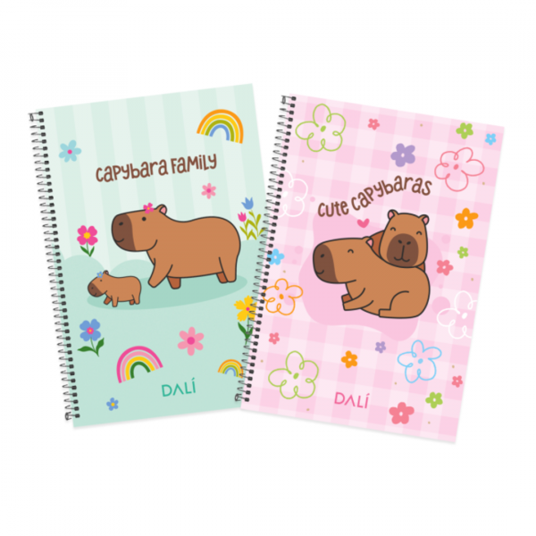 ll3mt9rvfpyrl2dyokxc.png Cuaderno Espiral A5 Capybaras 70 hojas x4 DALI
