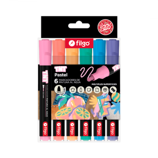 Marcador TNT 2.5 Pastel x6 Filgo