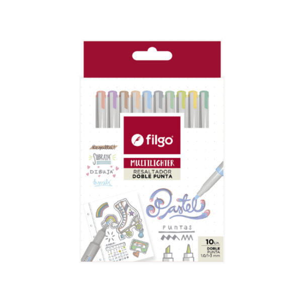 mblm4nhqmfixeqpp6rlj.png Destacador Multilighter Pastel x10 Filgo