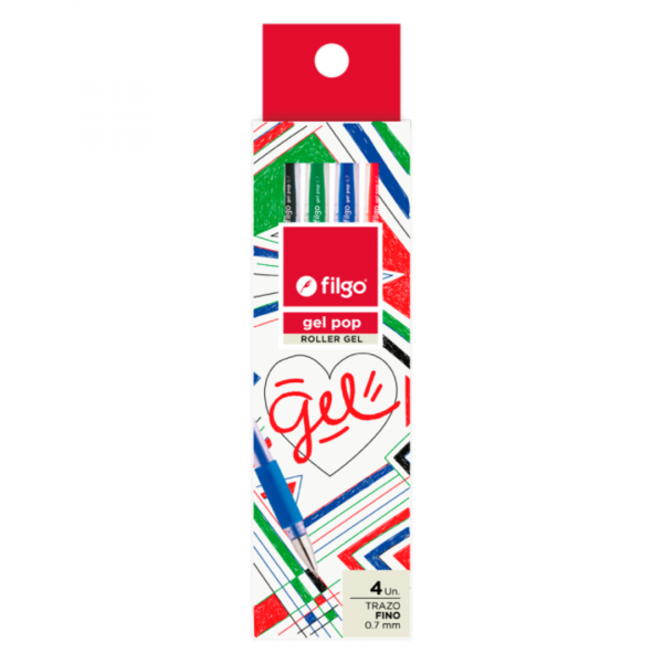 Boligrafo Gel Pop Clasico x4 Filgo