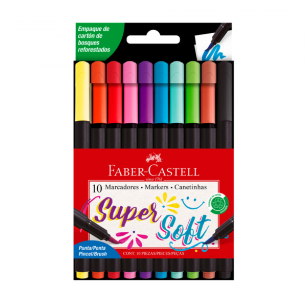 q4yicvozoehipxck64ww.png Marcadores Supersoft Punta Pincel x10 Faber-Castell