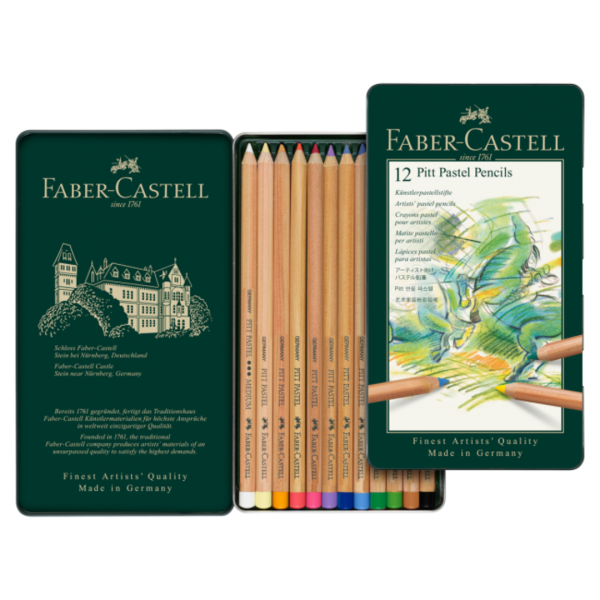Estuche de Metal con 12 Lápices Pitt Pastel Faber-Castell