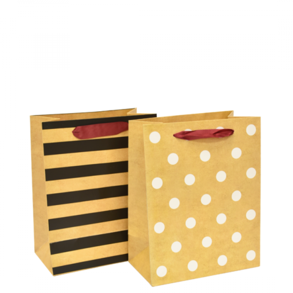 Bolsa de Regalo Chica Kraft Decorada x12