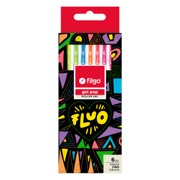 Boligrafo Gel Pop Fluo x6 Filgo