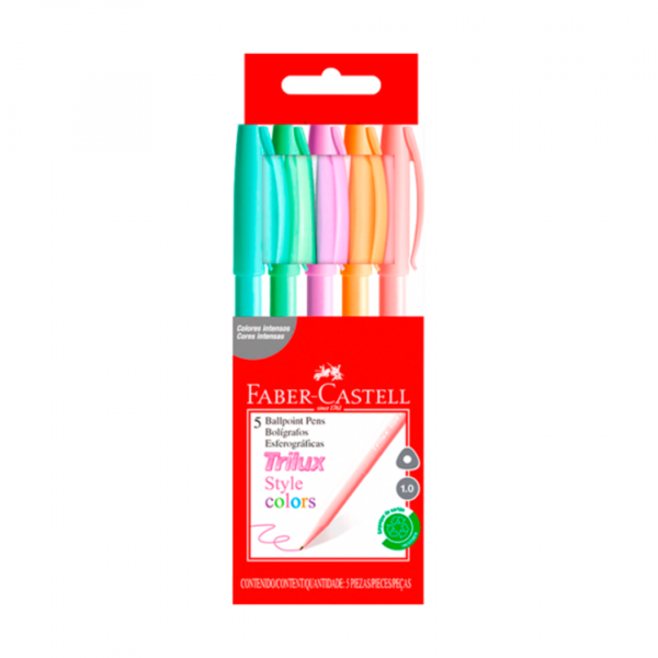 saalia9u5m44cue41jrl.png Boligrafo Trilux Colores Pastel x5 Faber-Castell