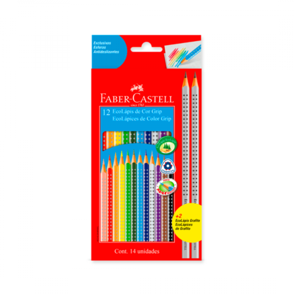 Lapices de Colores Largos x12 con Grip Faber-Castell