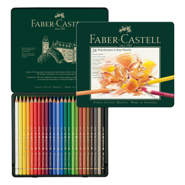 Estuche de Metal con 24 Lápices Polychromos Faber-Castell