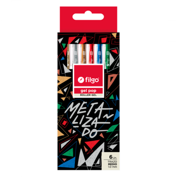 Boligrafo Gel Pop Metalizado x6 Filgo