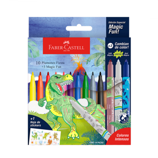 Marcadores Dinosaurios x10+3 Magicos Faber-Castell