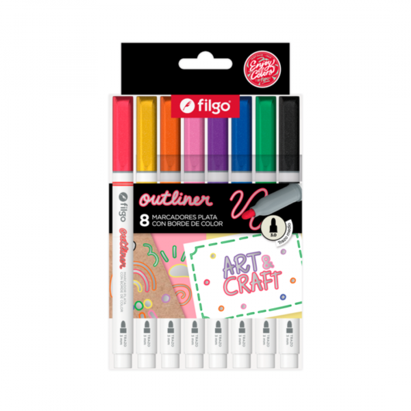 Marcador Doble Tinta Outliner x8 Filgo