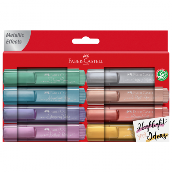 Estuche Destacador Metalizado x8 Faber-Castell