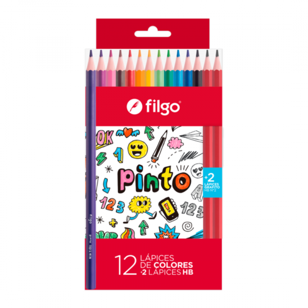 Lapices de Colores Pinto con Kit x12+2HB Filgo
