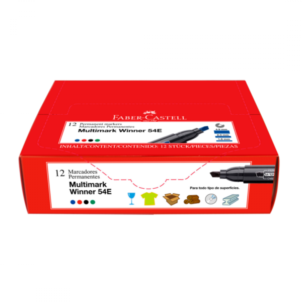 unrrehslndcpdv5ycocd.png Marcador 54E Biselado Permanente x12 Faber-Castell