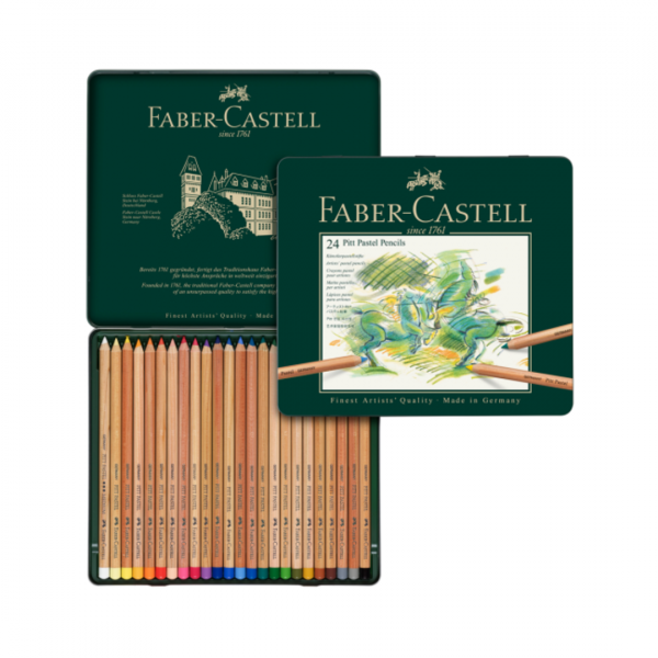 Estuche de Metal con 24 Lápices Pitt Pastel Faber-Castell
