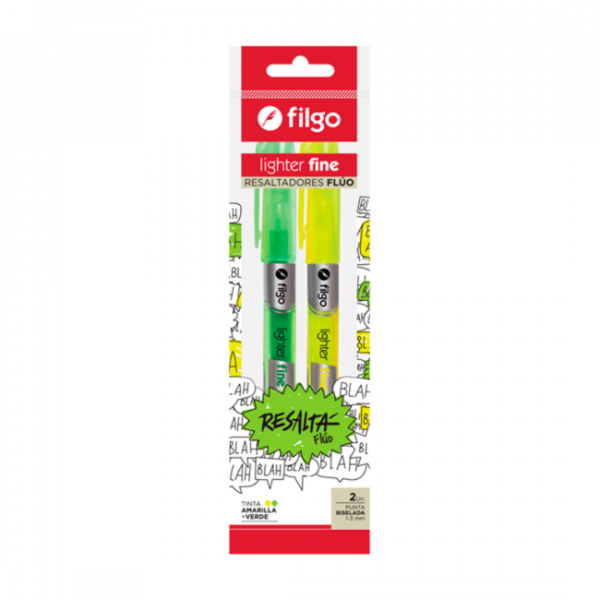 uw0jgvtkbk7xqynhedsl.png Destacador Fino Fluo Amarillo y Verde x2 Filgo