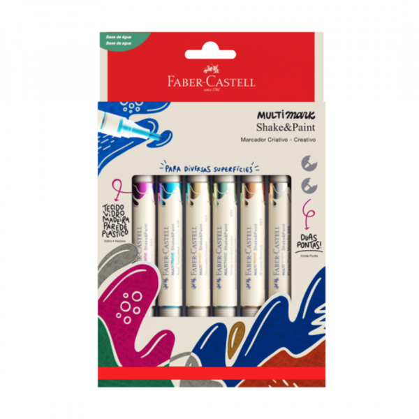 vkgc3lpxyprra1crnzl7.png Marcador Shake&Paint Doble Punta Metalizado x6 Faber-Castell
