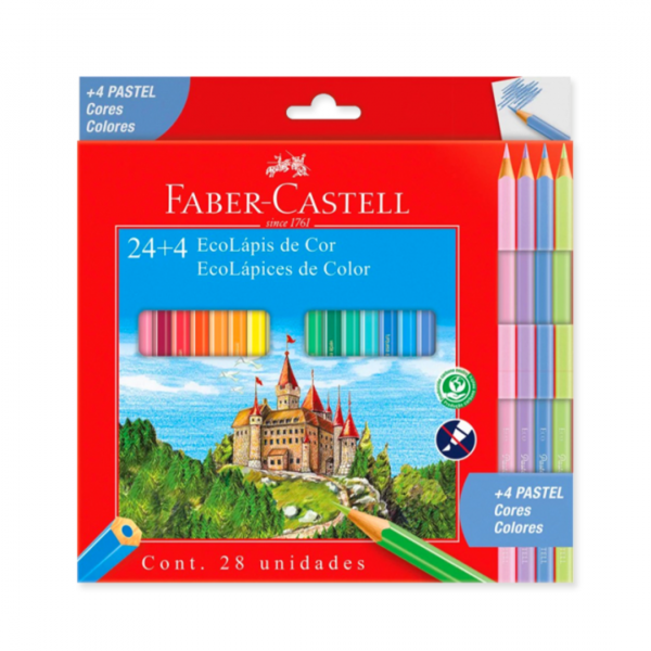 Lapices de Colores Largos x24+4 Pastel Faber-Castell