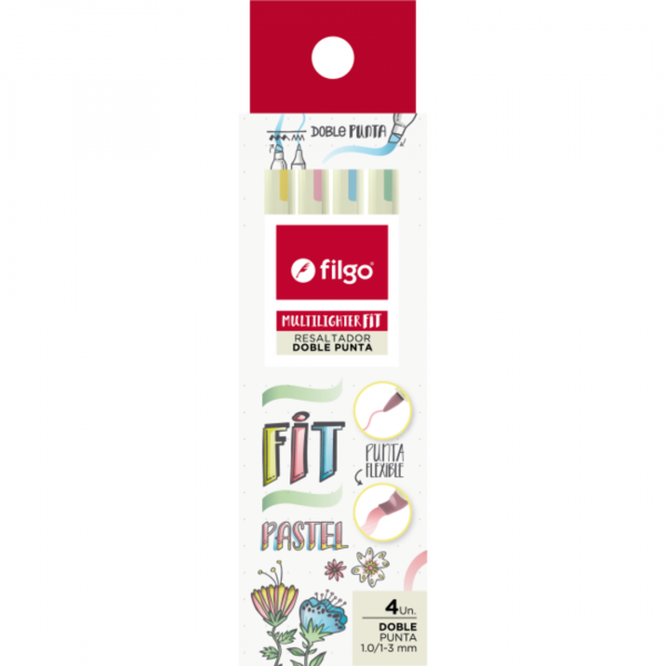 Destacador Multilighter Fit Pastel x4 Filgo