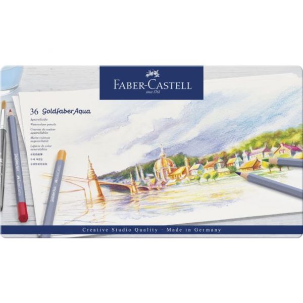 Estuche de Metal con 36 Lápices Acuarelables Goldfaber Aqua Faber-Castell
