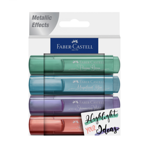 xwpgrn3yx1xrrpkouotz.png Estuche Destacador Metalizado Nuevo x4 Faber-Castell