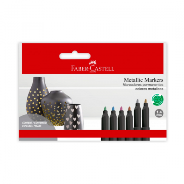 xxtqnrhyoo0mvryjsqbs.png Set Marcadores Metalicos x6 Faber-Castell
