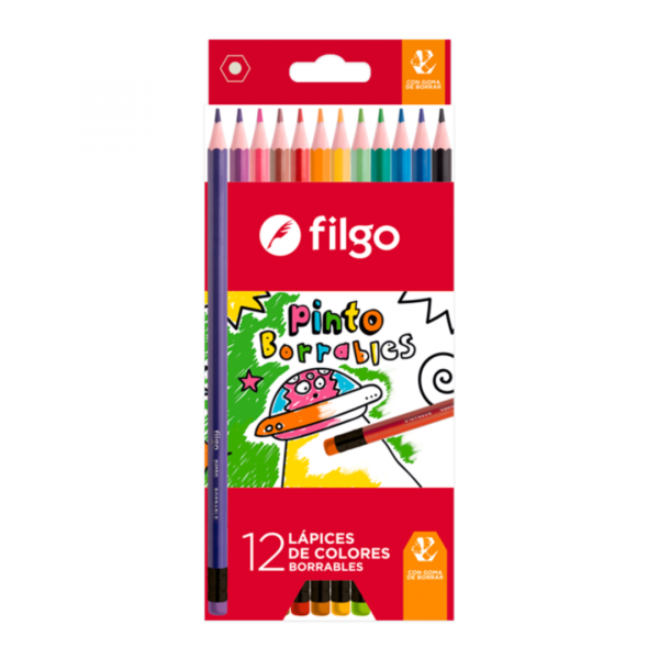 Lapices de Colores Borrables x12 Filgo