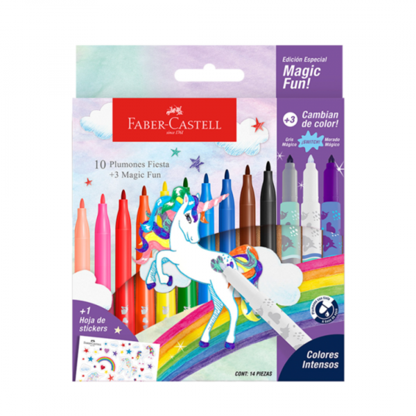 Marcadores Unicornios x10+3 Magicos Faber-Castell