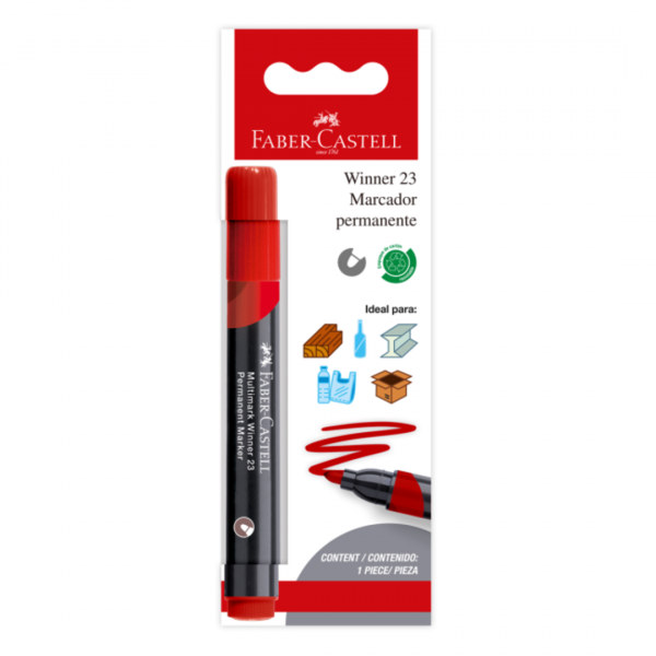 jhsz0j30n9v5nfbdk01i.png Blister Marcador W23 Permanente Rojo x1 Faber-Castell