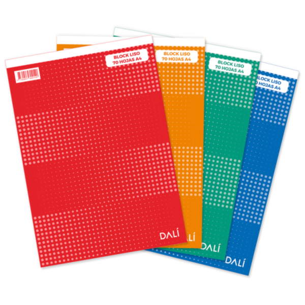 Block A4 Liso Tapa Colores Fuertes x4 DALI