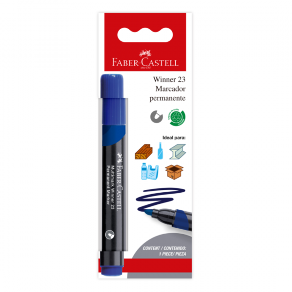 s51p57poxszsqmzgvdy4.png Blister Marcador W23 Permanente Azul x1 Faber-Castell