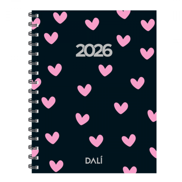 Agenda Corazones Fondo Negro DALI