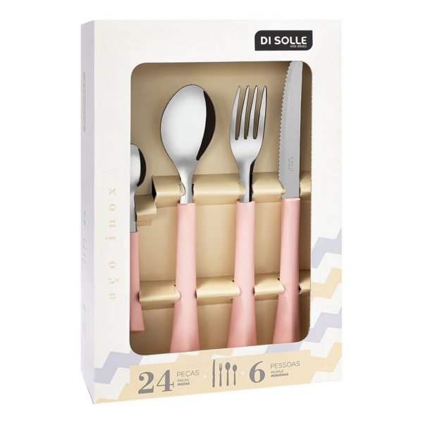 Set 24pzas ac.inox. mango carmin inova di solle