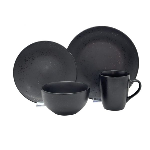 Juego vajilla 16pcs 25/20/14/355ml negro moteado
