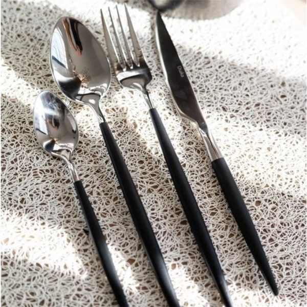 Set 24 piezas cubierto acero inox mango negro osaka - imagen 3