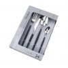 Set 24 piezas cubierto acero inox mango negro osaka