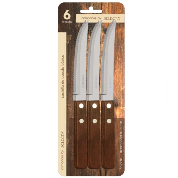 Set 6 piezas cuchillos 1mm mango de madera